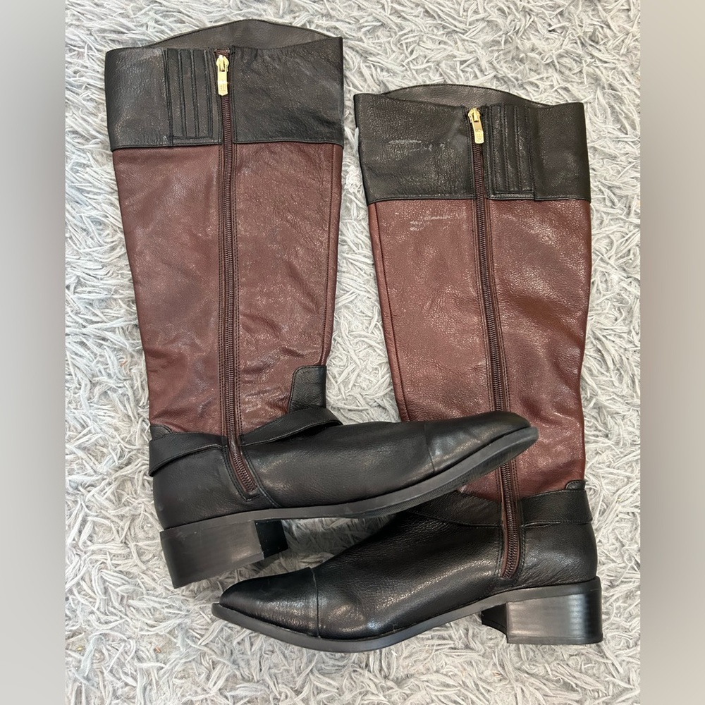 Vince Camuto Leisha2 Two Tone Leather Boots Tall Riding Boots Leather Size 10M